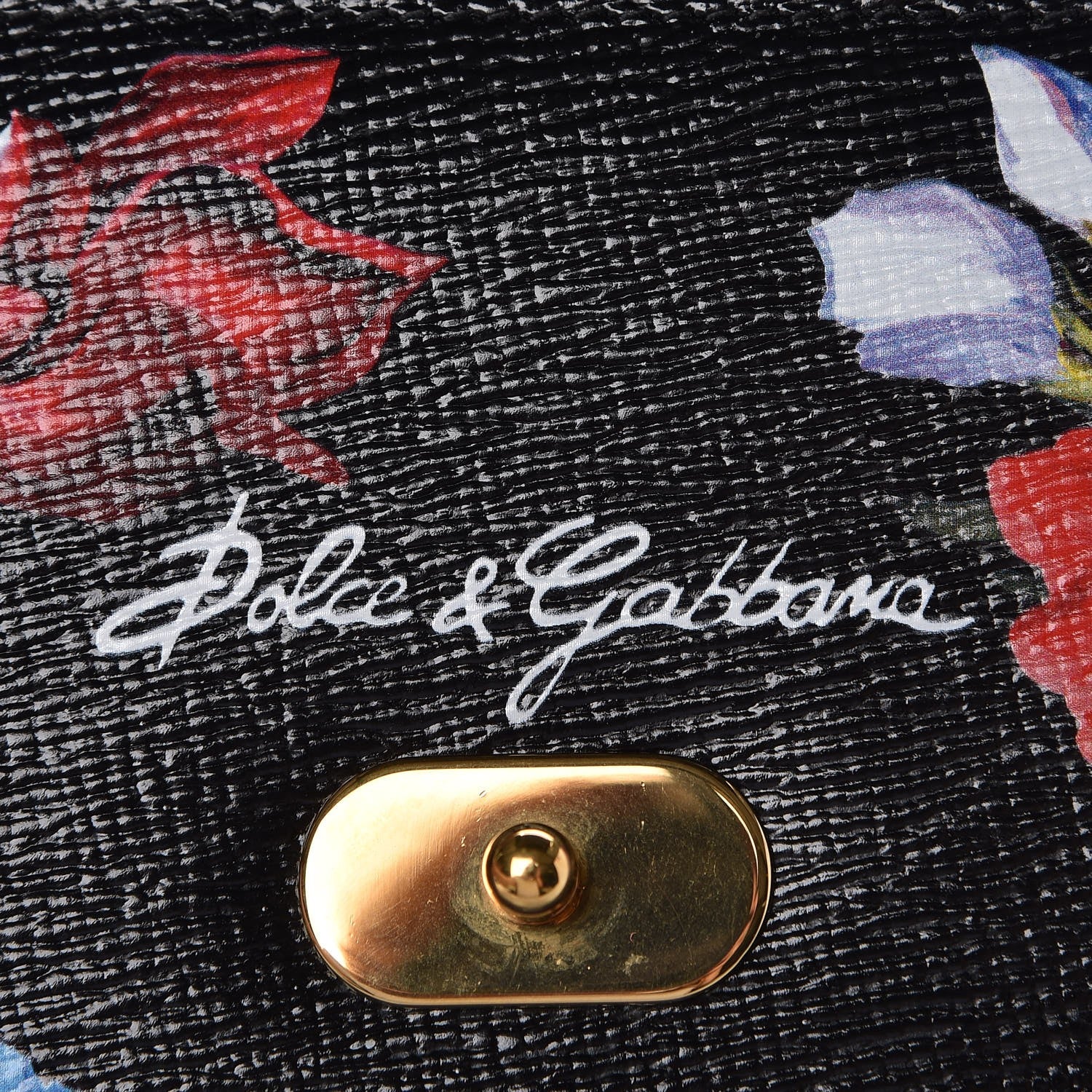 Dolce & Gabbana Vitello Flower Printed Welcome Satchel Black 7 of 9