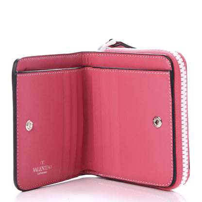 Valentino Garavani Lambskin Free Rockstud Spike Compact Zip Around Wallet Shadow Pink 5 of 7