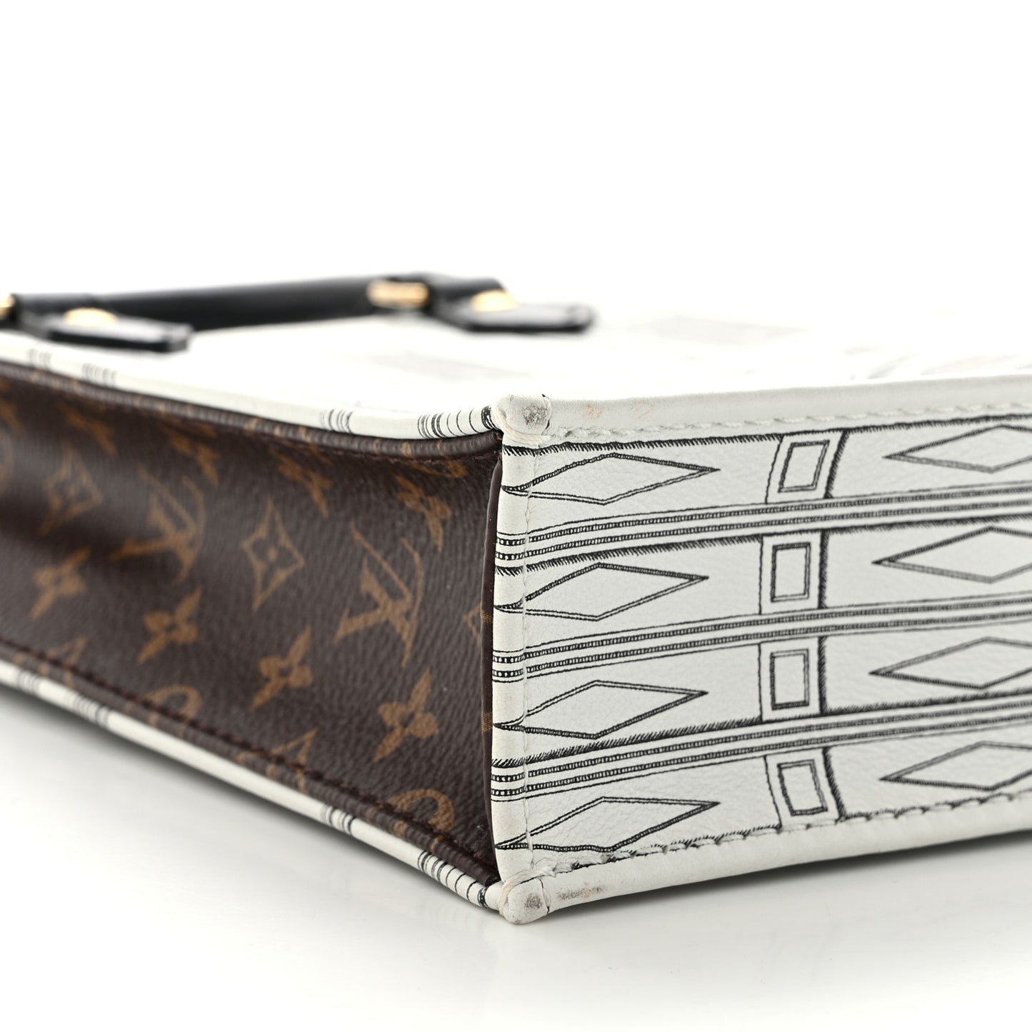 X FORNASETTI Calfskin Architettura Petit Sac Plat Black White