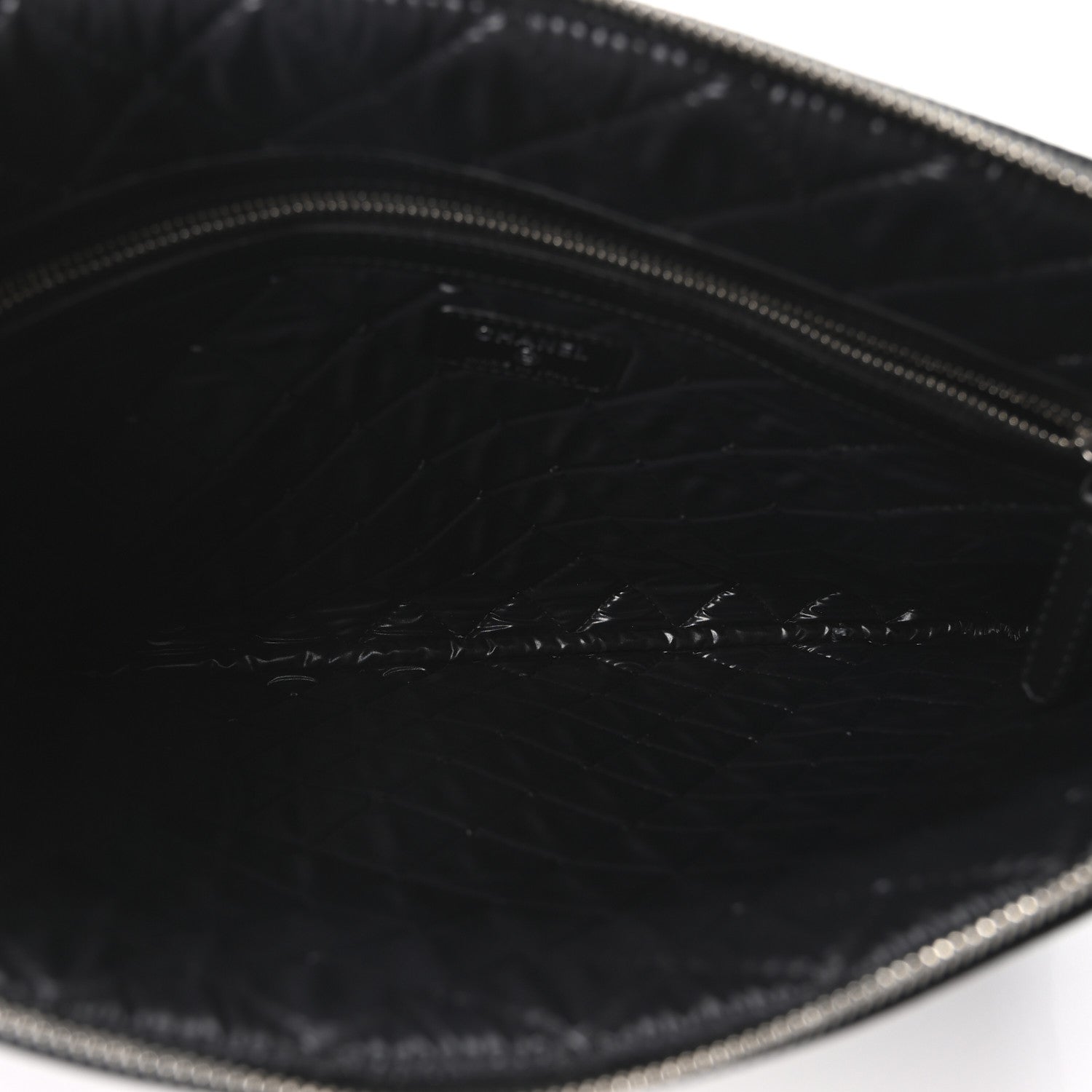 Chanel Striped Canvas Large Deauville Cosmetic Pouch Black 5 of 10