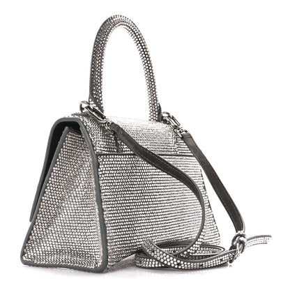 Balenciaga Strass Suede Small Hourglass Top Handle Bag Smoke Grey Crystal 3 of 16