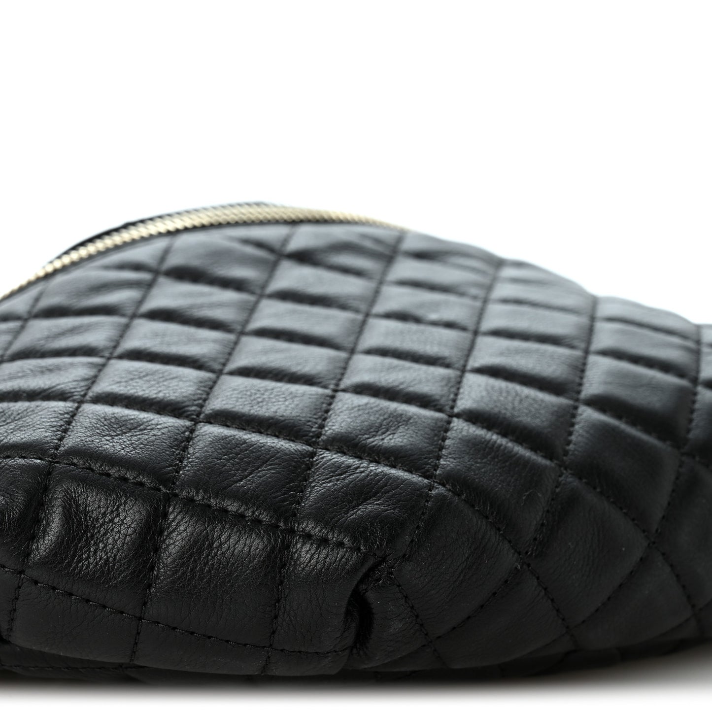 Calfskin Quilted Banane Waist Bag Fanny Pack Black