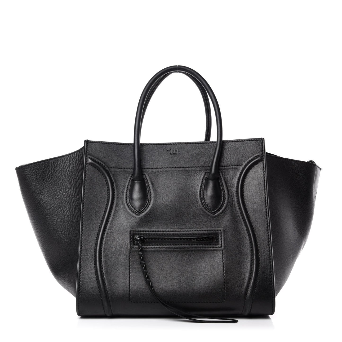 Grained Calfskin Medium Phantom Luggage Black