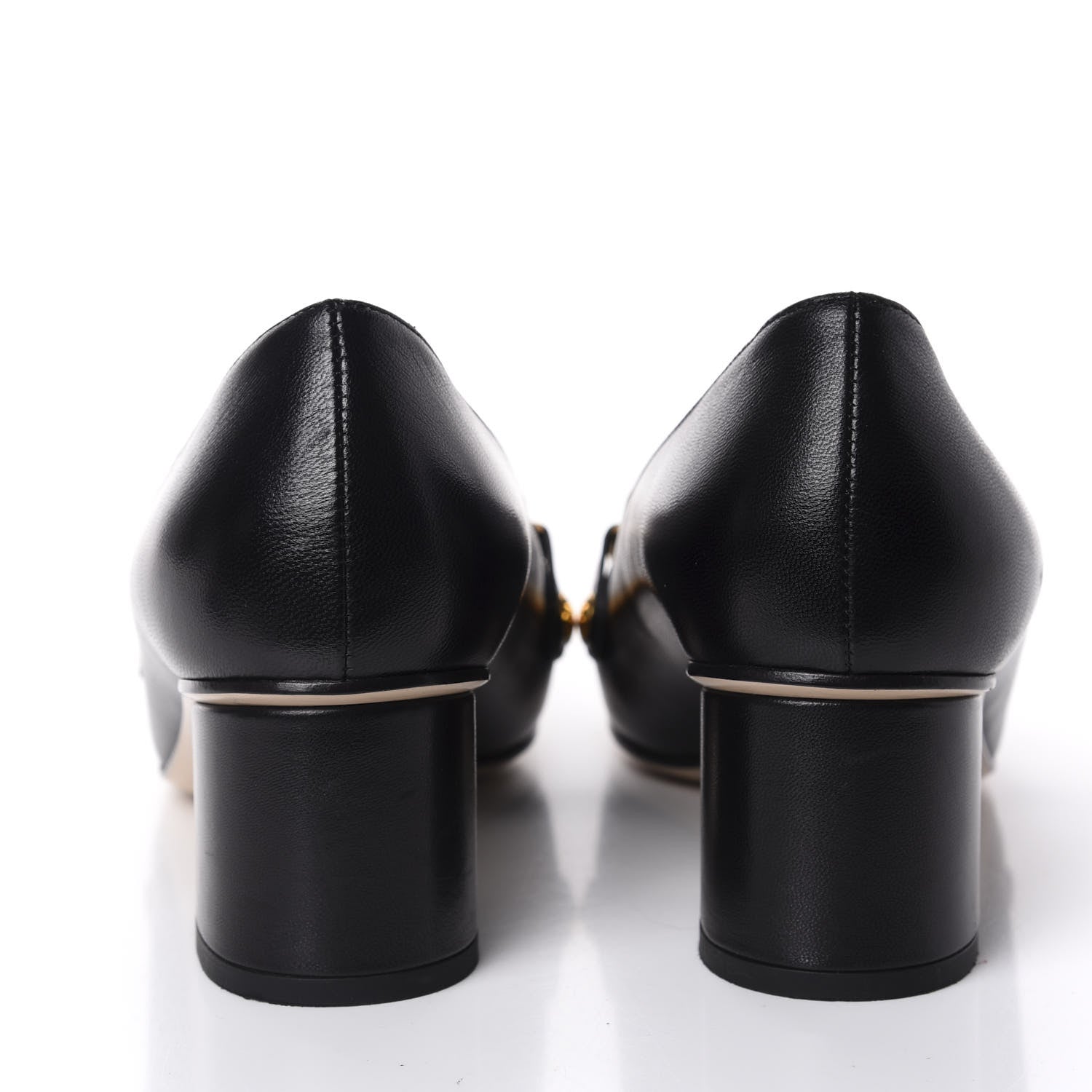 Gucci Malaga Kid Sylvie Web Chain Mid Heel Loafers 38 Black 6 of 10