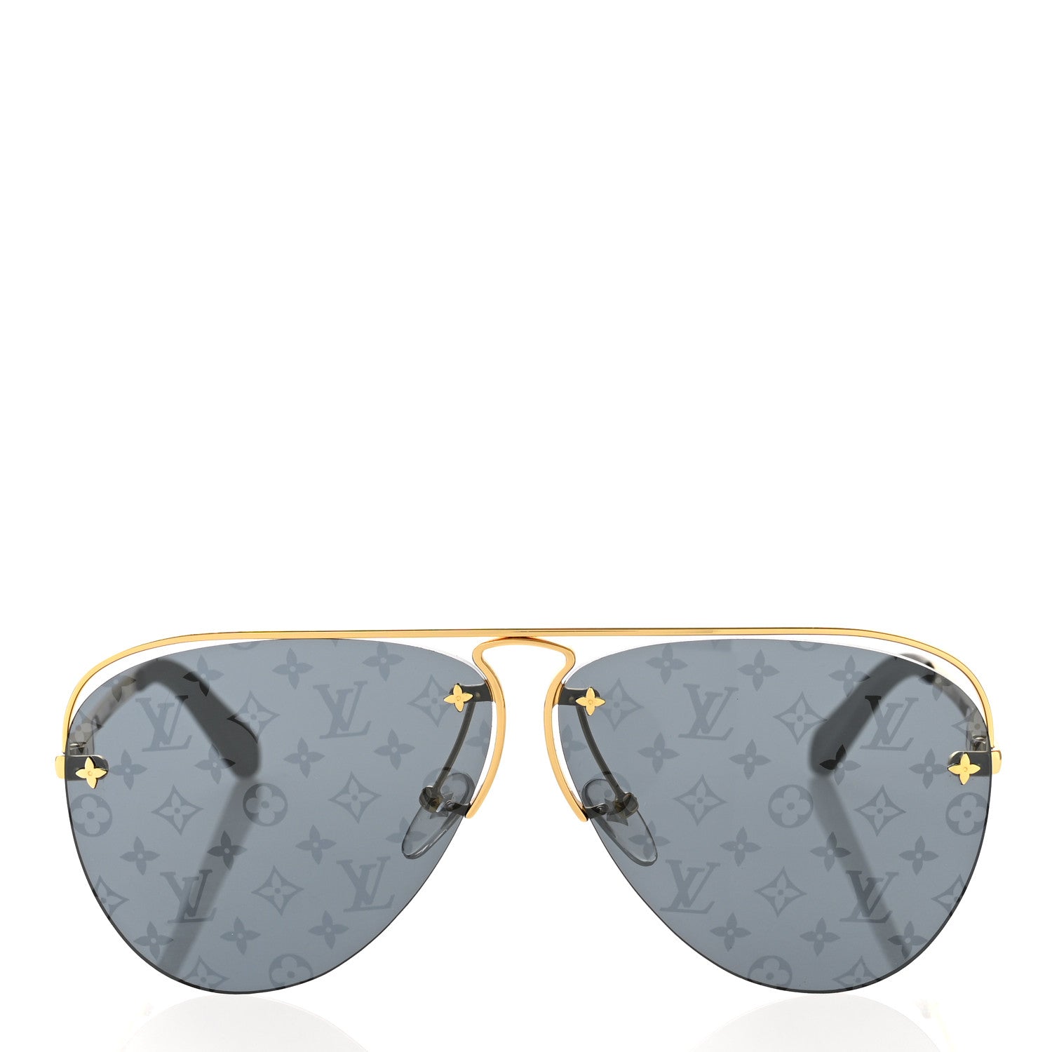 Louis Vuitton Metal Monogram Grease Sunglasses Z1172W Gold 2 of 8