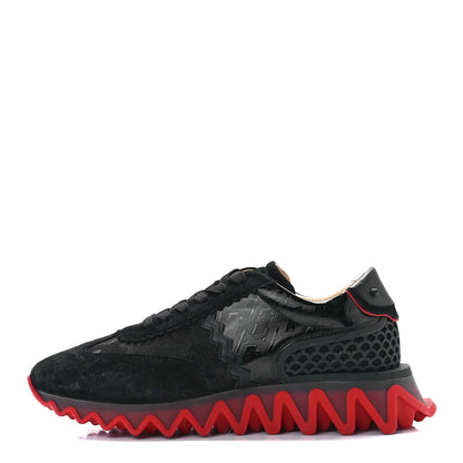 Christian Louboutin Suede Glitter Mens Loubishark Sneakers 42 Black 1 of 9