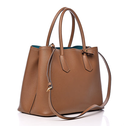 Prada Saffiano Cuir Medium Double Bag Cannella Turquoise 3 of 12