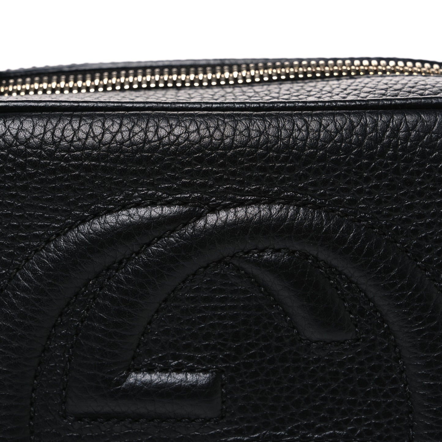Pebbled Calfskin Small Soho Disco Bag Black