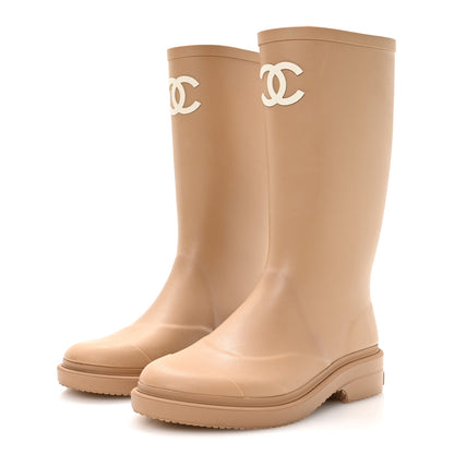 Chanel Caoutchouk CC High Boots 38 Beige 4 of 9