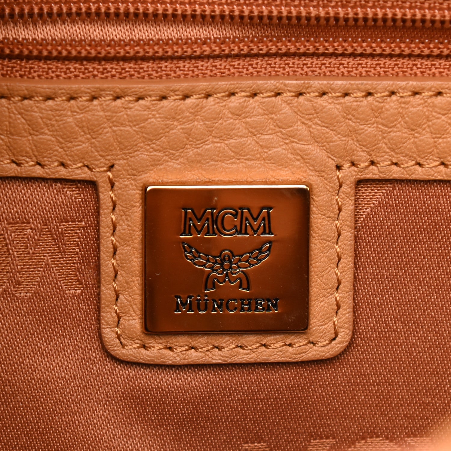 MCM Visetos Small Sprinkle Stud Stark Backpack Cognac 6 of 9