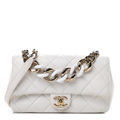 Chanel Lambskin Quilted Resin Bi-Color Chain Flap Bag White 1 of 13