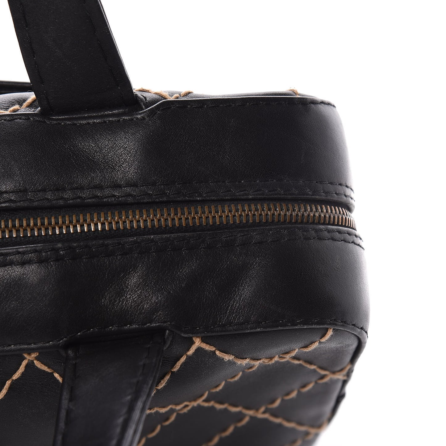 Calfskin Wild Stitch Top Handle Bag Black