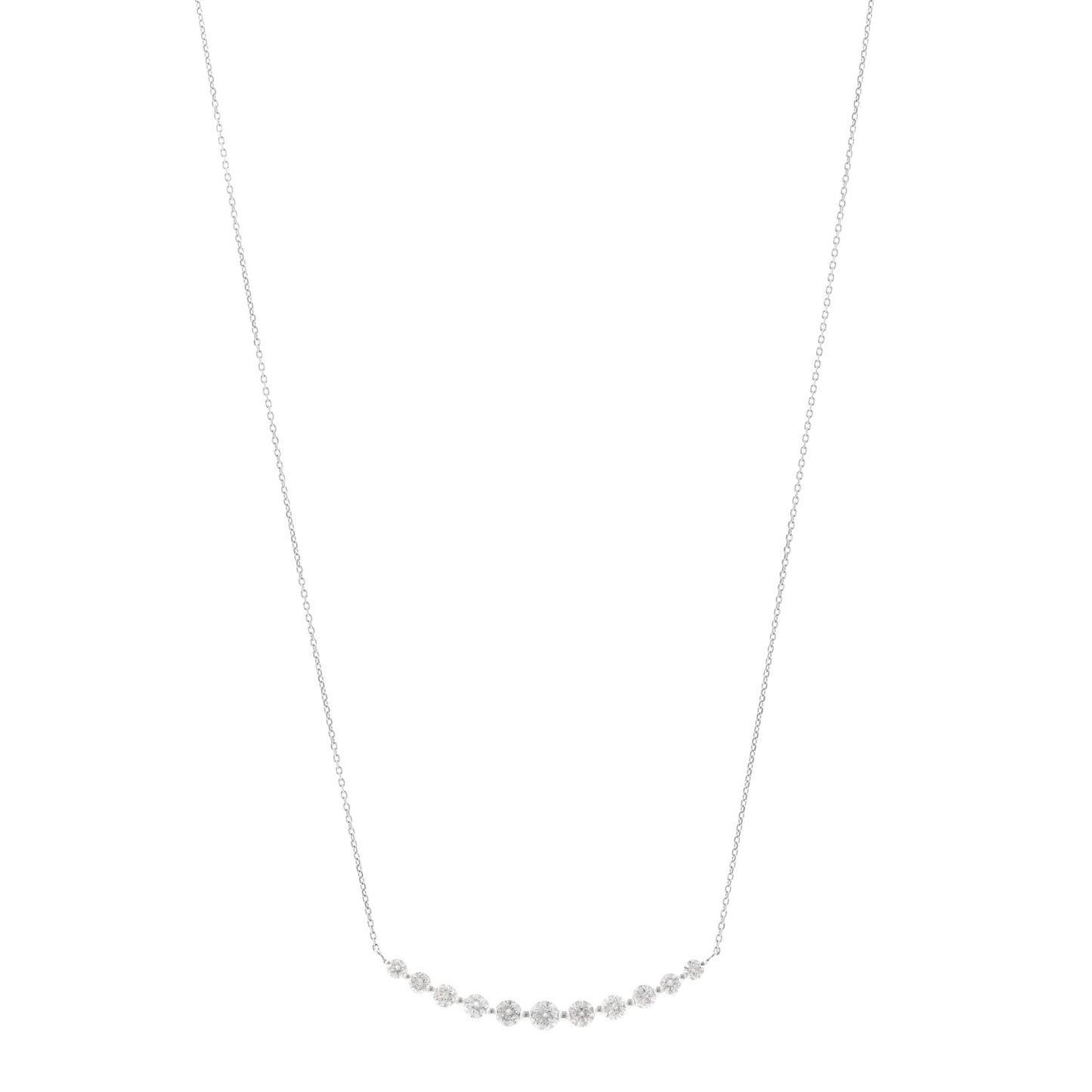 18K White Gold Diamond 1.00ctw Graduated Station Necklace