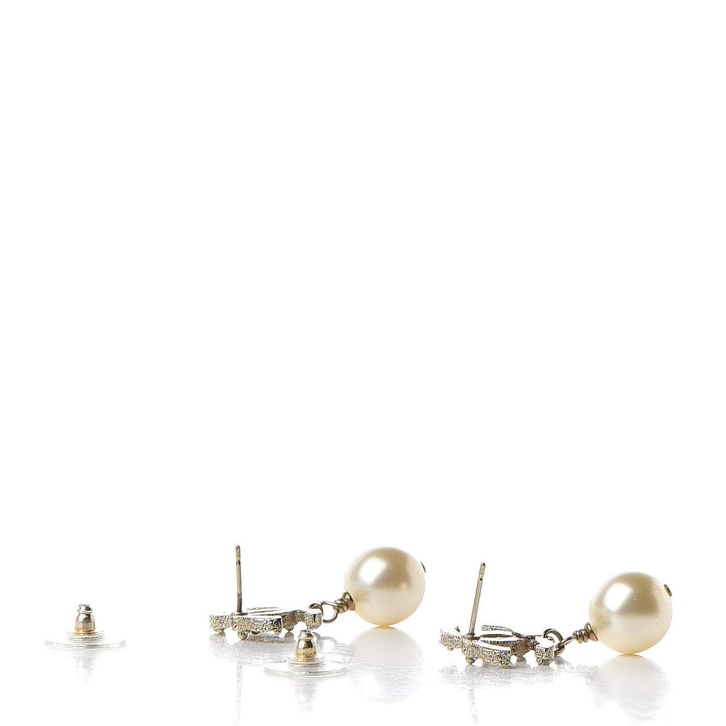 Crystal Pearl CC Drop Earrings Gold