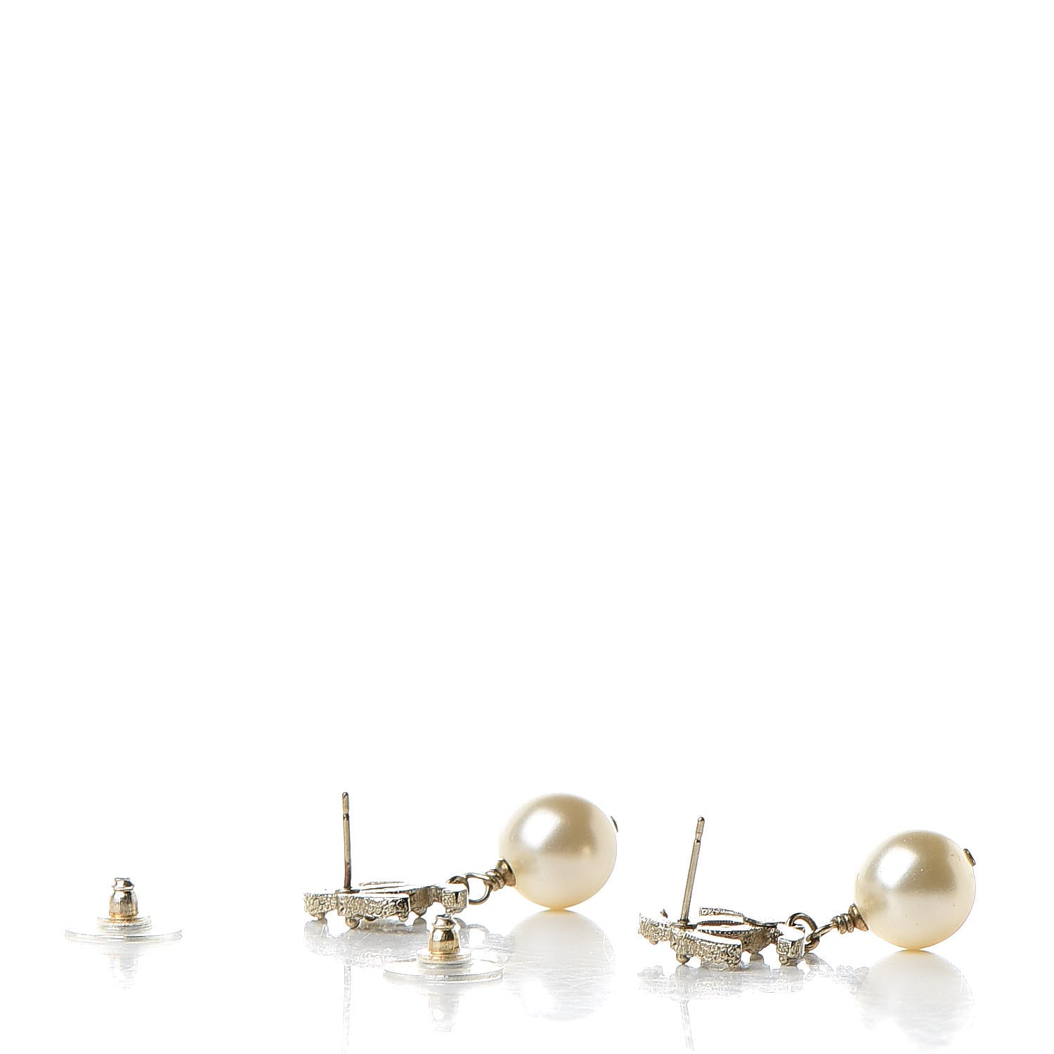 Chanel Crystal Pearl CC Drop Earrings Gold 3 of 6