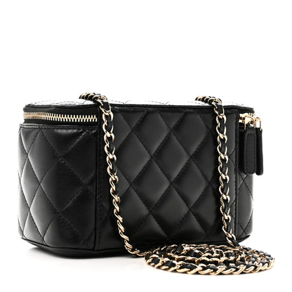 Chanel Lambskin Quilted Small Vanity Case With Chain Black 3 of 11