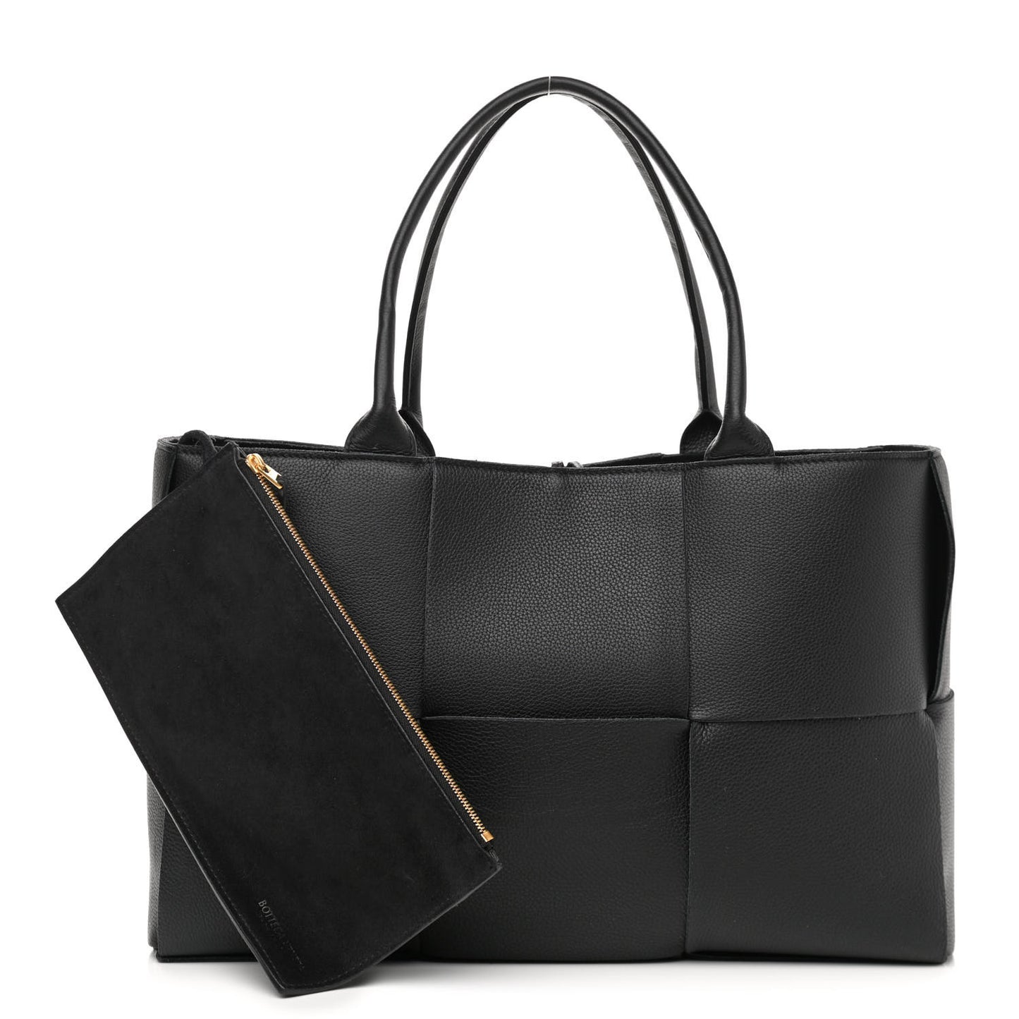 Grained Calfskin Maxi Intrecciato Arco Tote Black