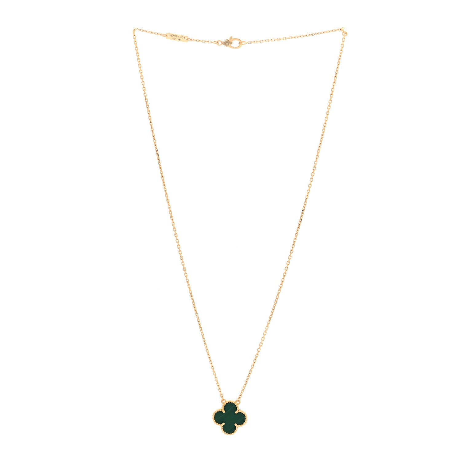 Van Cleef & Arpels 18K Yellow Gold Malachite Vintage Alhambra Pendant Necklace 2 of 4