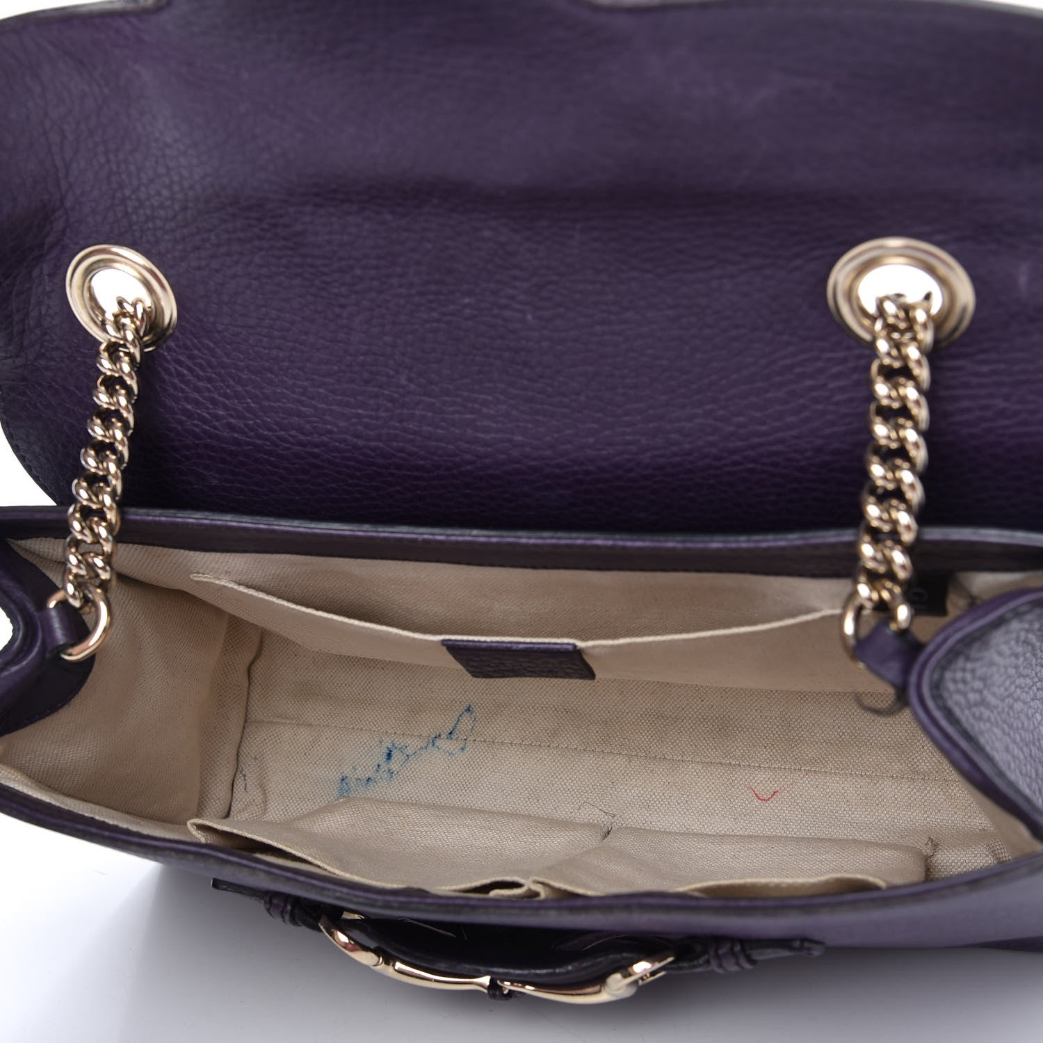 Gucci Pebbled Calfskin Medium Emily Chain Shoulder Bag Purple 5 of 14