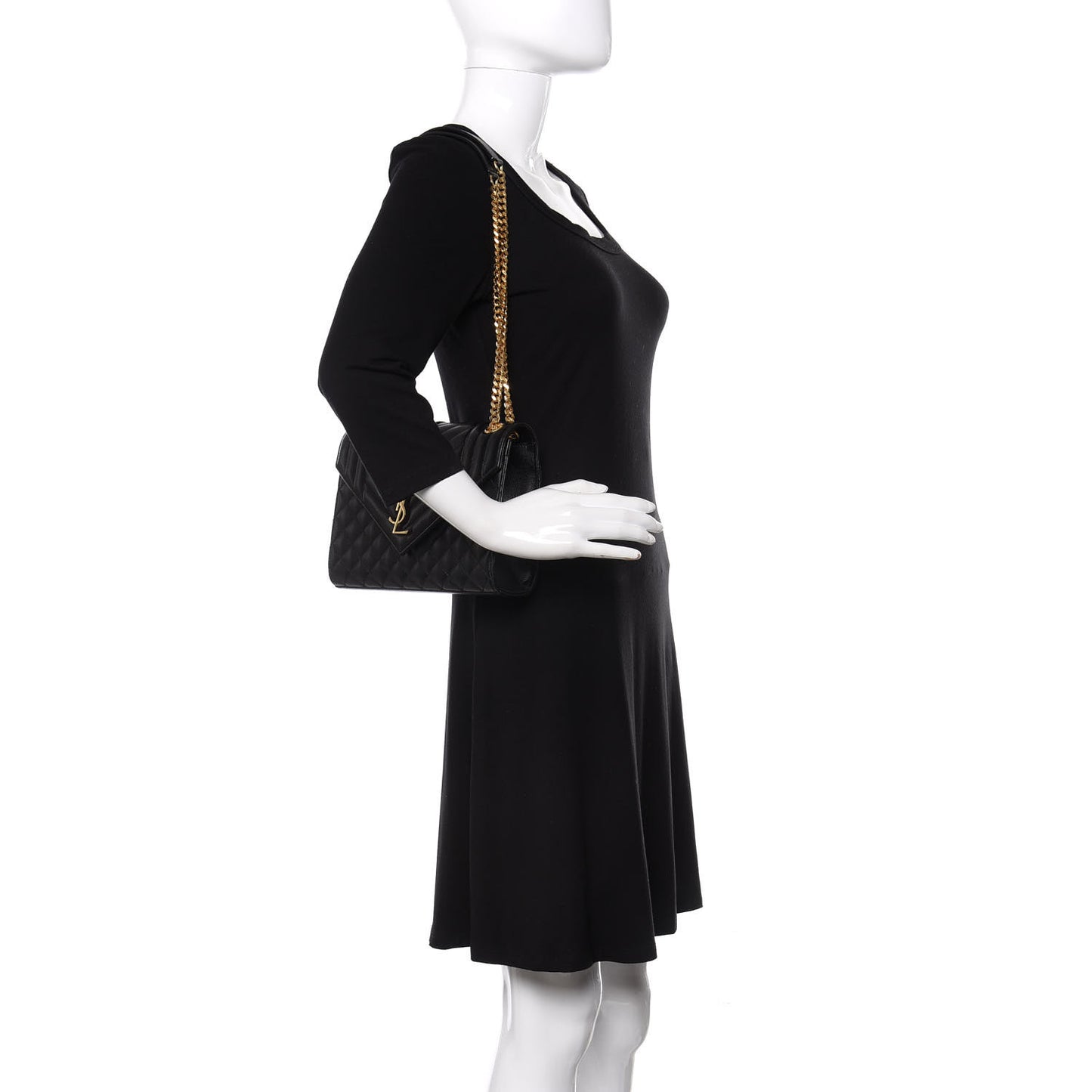 Grain De Poudre Textured Mixed Matelasse Triquilt Medium Monogram Satchel Black