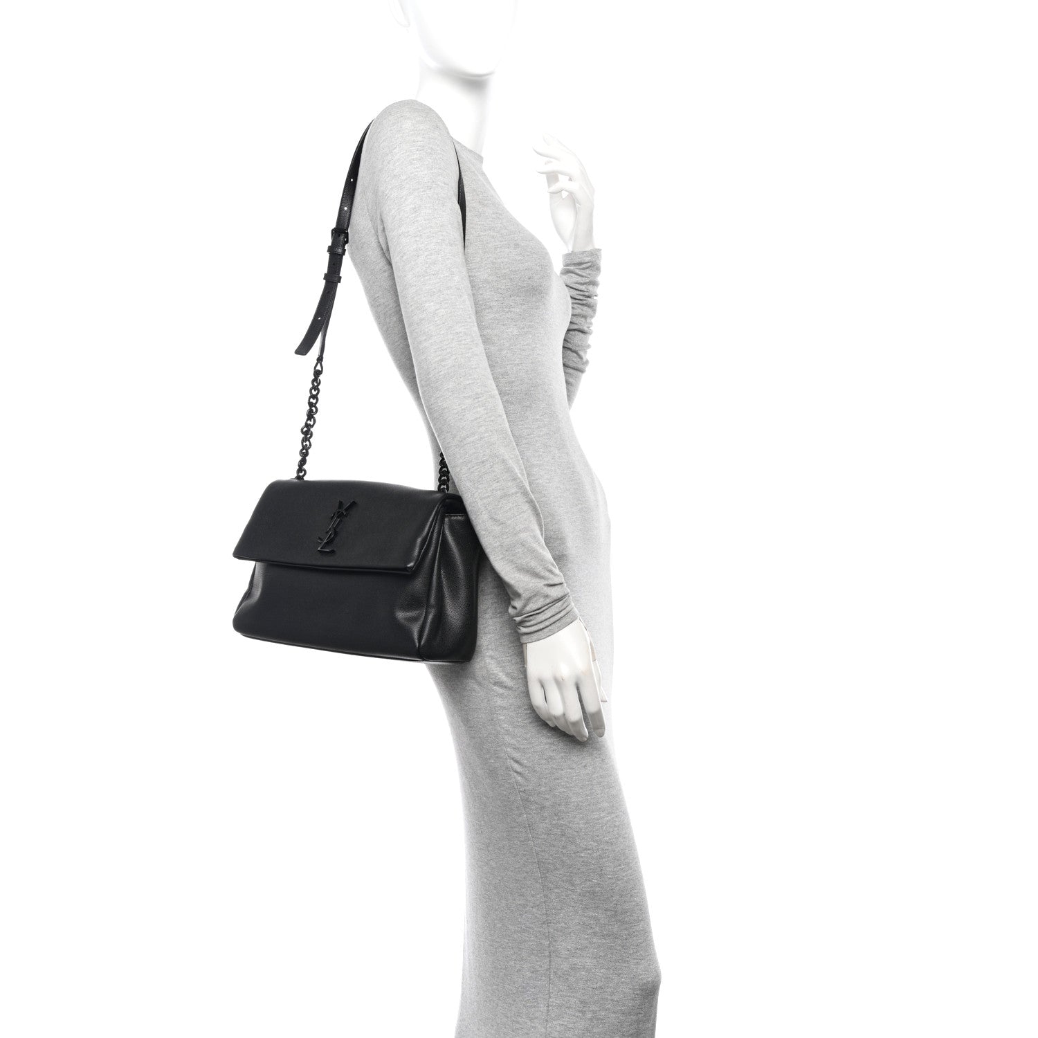 Saint Laurent Grain De Poudre Medium West Hollywood Monogram Fold-Over Black 2 of 10