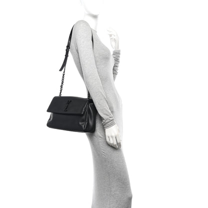 Saint Laurent Grain De Poudre Medium West Hollywood Monogram Fold-Over Black 2 of 10