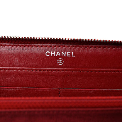 Chanel Lambskin Quilted Gusset Zip Around Wallet Red 6 of 25