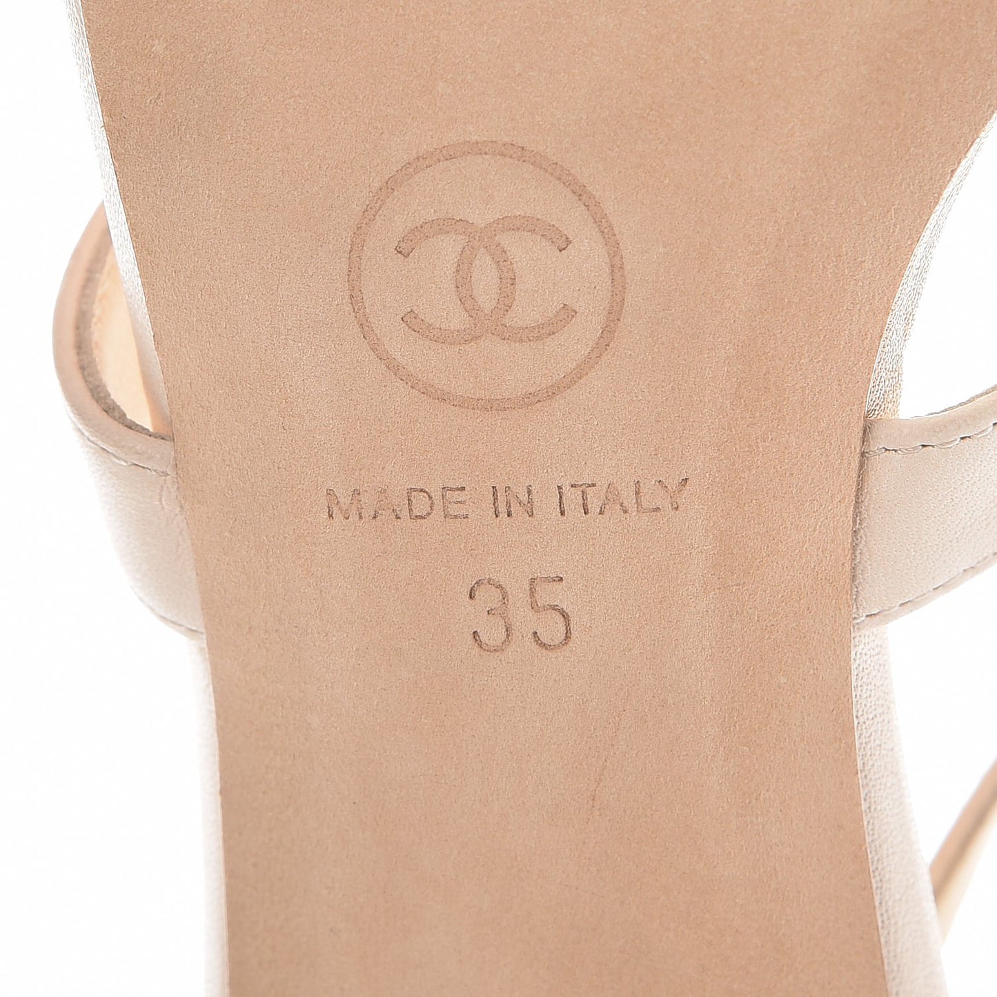 Lambskin Crystal CC Sandals 35 Ivory