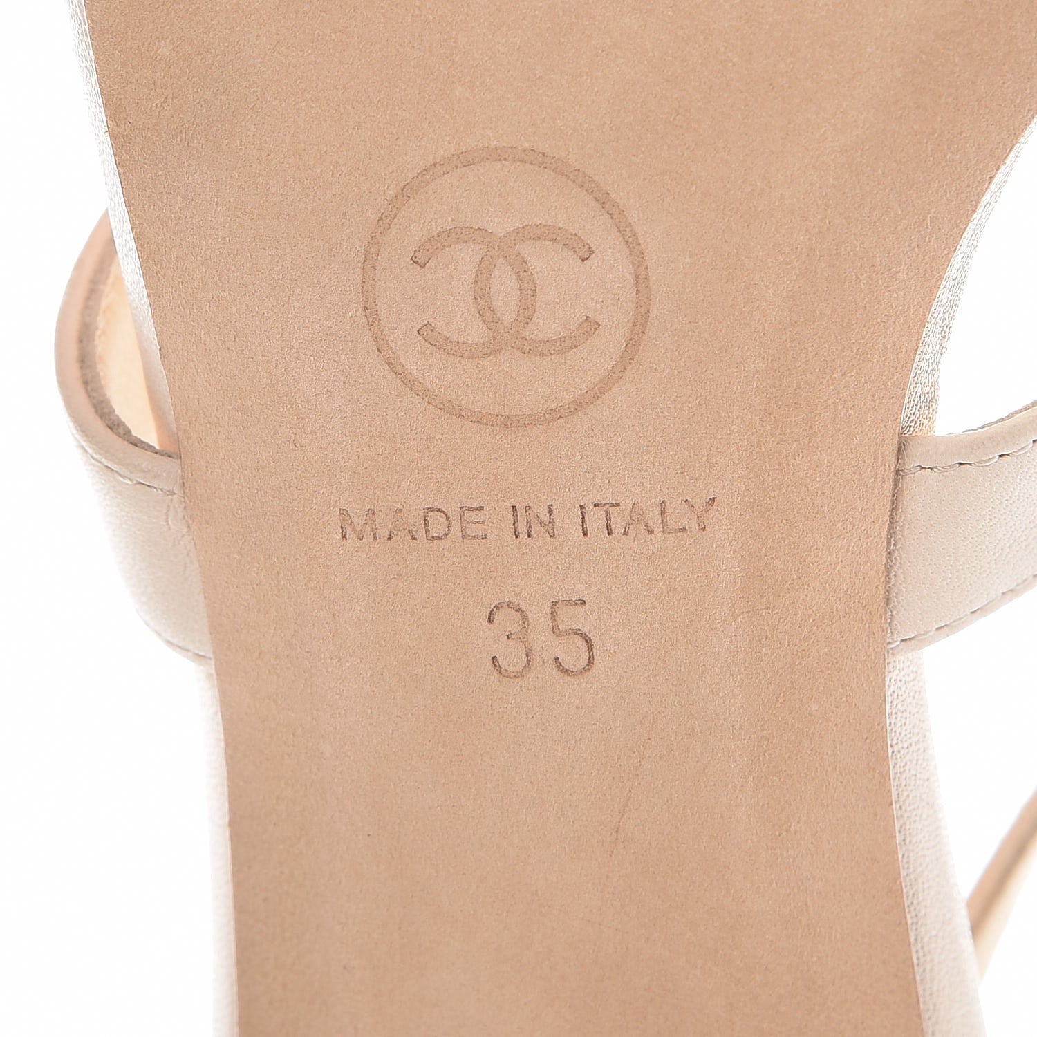 Chanel Lambskin Crystal CC Sandals 35 Ivory 7 of 11