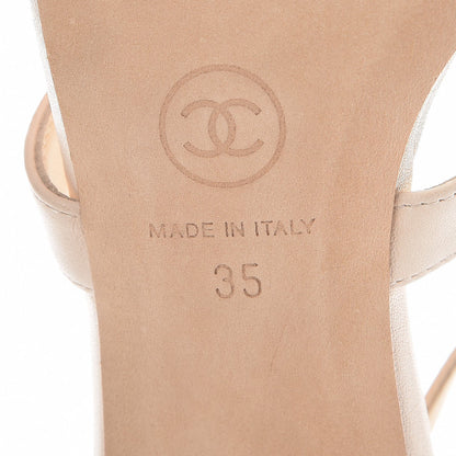 Chanel Lambskin Crystal CC Sandals 35 Ivory 7 of 11