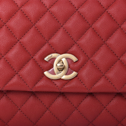 Chanel Caviar Quilted Small Coco Handle Flap Red 10 of 11