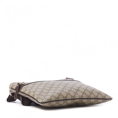 Gucci GG Supreme Monogram Selleria Calfskin Small Flat Side Zip Messenger Bag Beige Ebony Cocoa Dark Chocolate 4 of 9