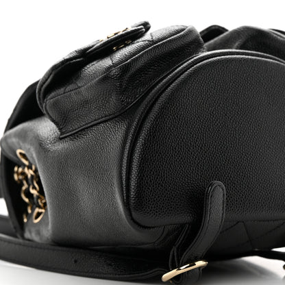 Chanel Shiny Caviar Quilted Small Duma Pockets Drawstring Backpack Black 9 of 12
