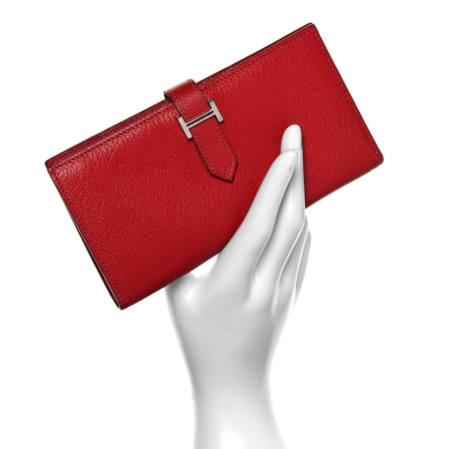 Chevre Mysore Bearn Gusset Wallet Rouge Garance