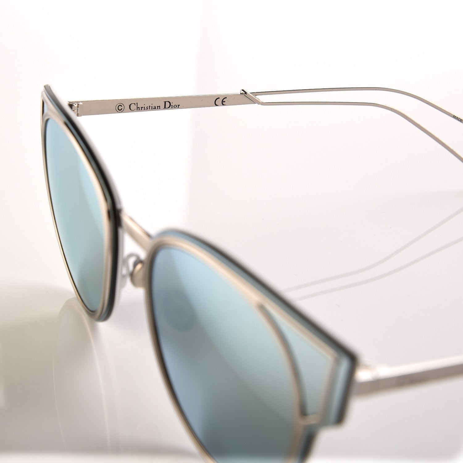 Christian Dior Sculpt Mirrored Cat Eye Sunglasses Shiny Palladium 6 of 7