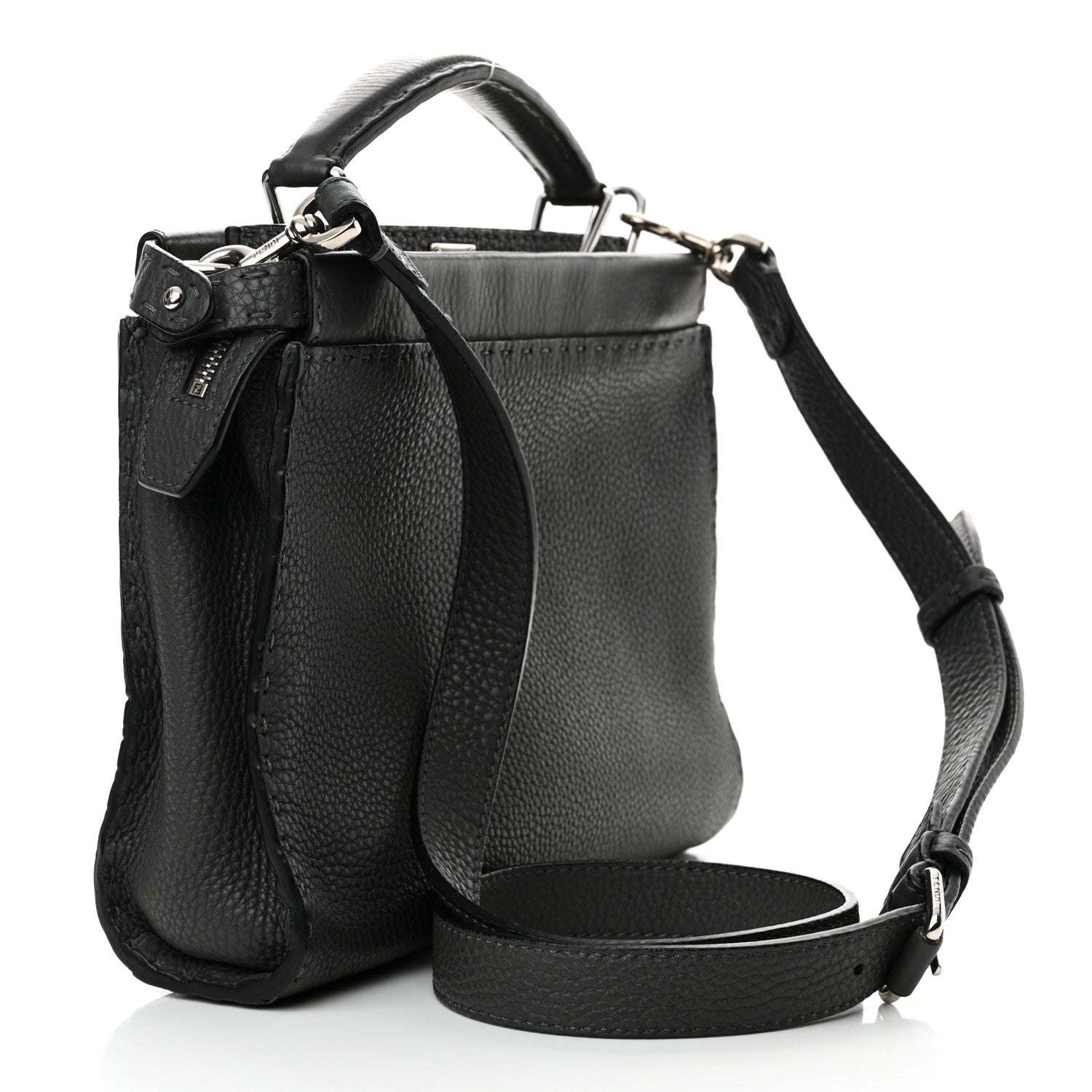 Fendi Cuoio Romano Selleria Mini Peekaboo Iconic Fit Satchel Asfalto Multicolor 2 of 12