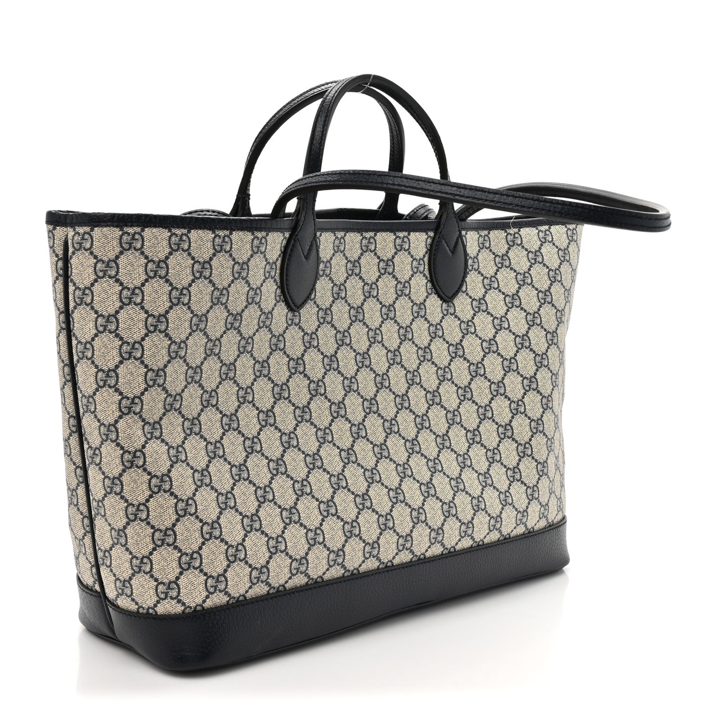 GG Supreme Monogram Textured Dollar Calfskin Medium Ophidia Shoulder Tote Bag Beige Blue