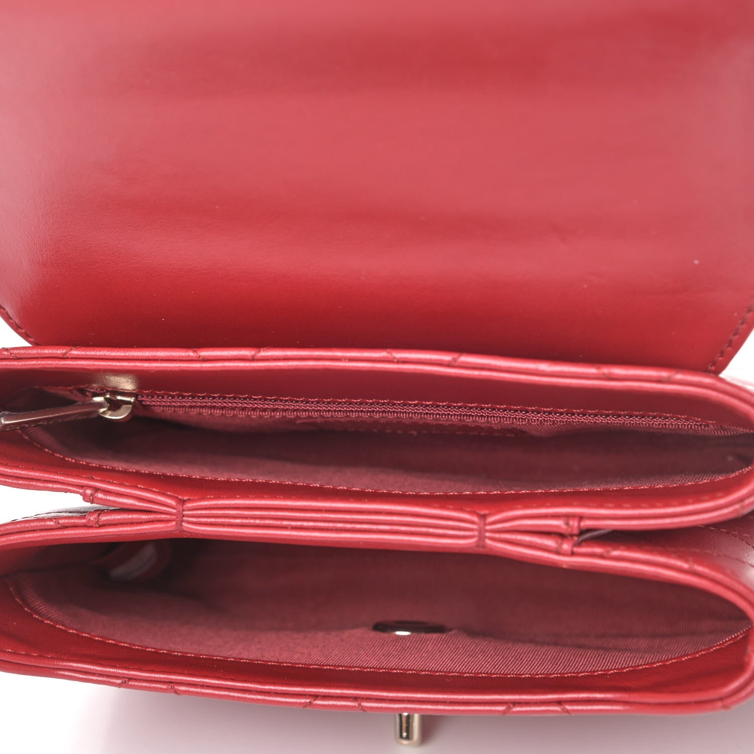 Chanel Calfskin Quilted Small Double Pocket Top Handle Flap Red 4 of 4