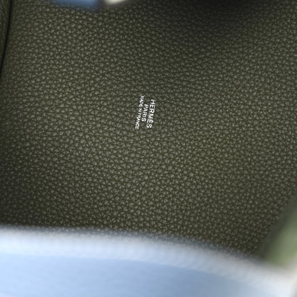 Hermes Taurillon Clemence Casaque Picotin Lock 22 MM  Bleu Thalassa Canopee 6 of 12