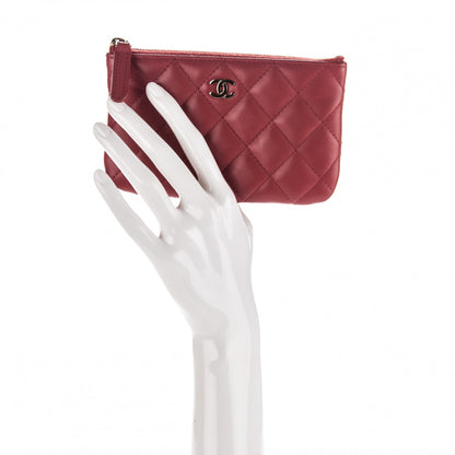 Chanel Lambskin Quilted Small Cosmetic Case Dark Pink 2 of 7