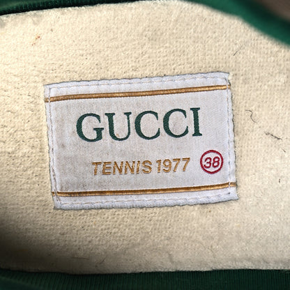 Gucci GG Monogram Web Womens 1977 Tennis Sneakers 38 Beige Ebony Mystic White 7 of 8