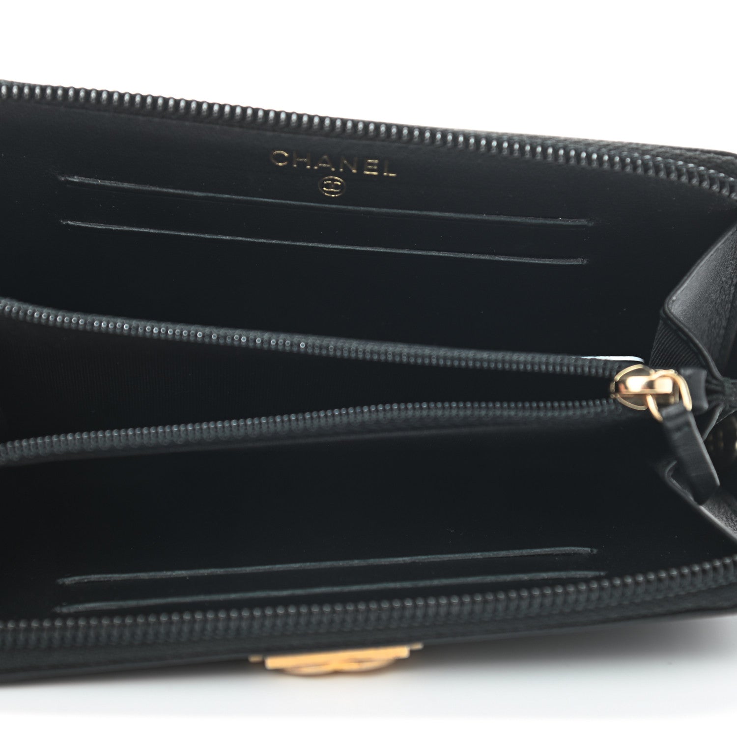 Chanel Caviar Quilted Small Boy Zip Around Wallet Black 5 of 8