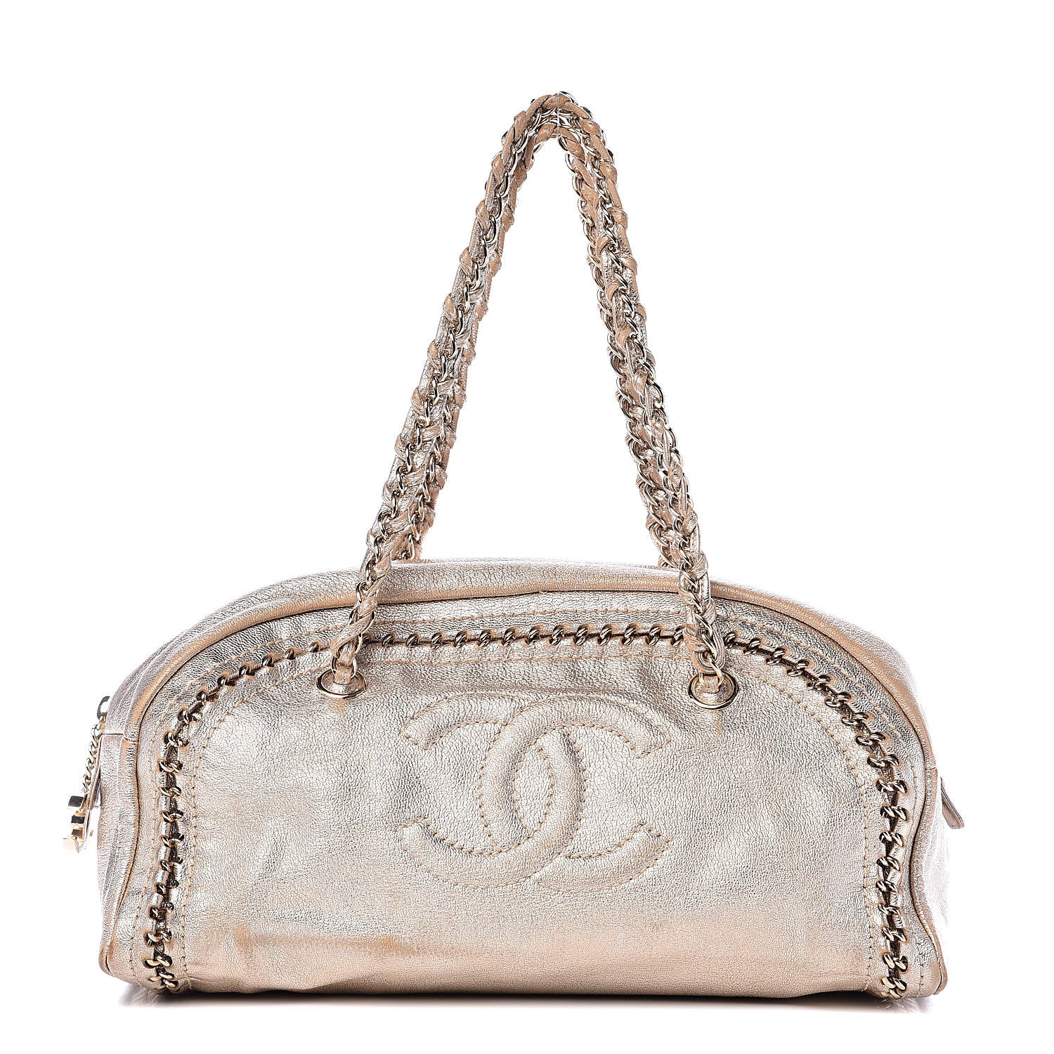 Chanel Metallic Goatskin Medium Luxe Ligne Bowler Gold 1 of 15