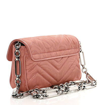 Gucci Moire Fabric Calfskin Crystal Matelasse Mini GG Marmont Chain Belt Bag 95 38 Blush 4 of 11