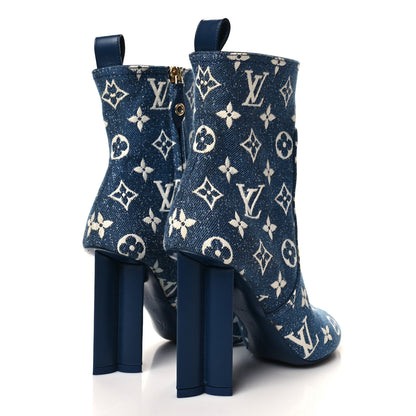 Louis Vuitton Denim Monogram Silhouette Ankle Boots 36 Navy Blue 4 of 8