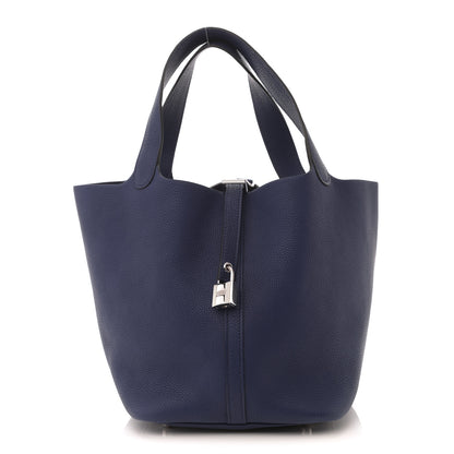 Hermes Taurillon Clemence Picotin Lock 22 MM Bleu Saphir 1 of 8