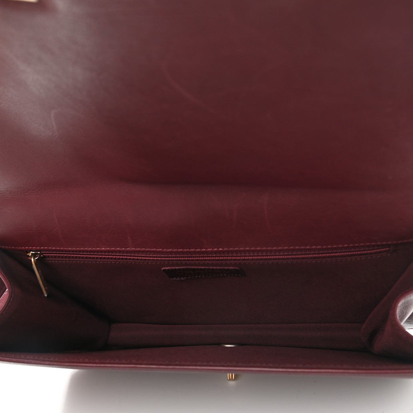 Calfskin Quilted Large Flap Bag Burgundy