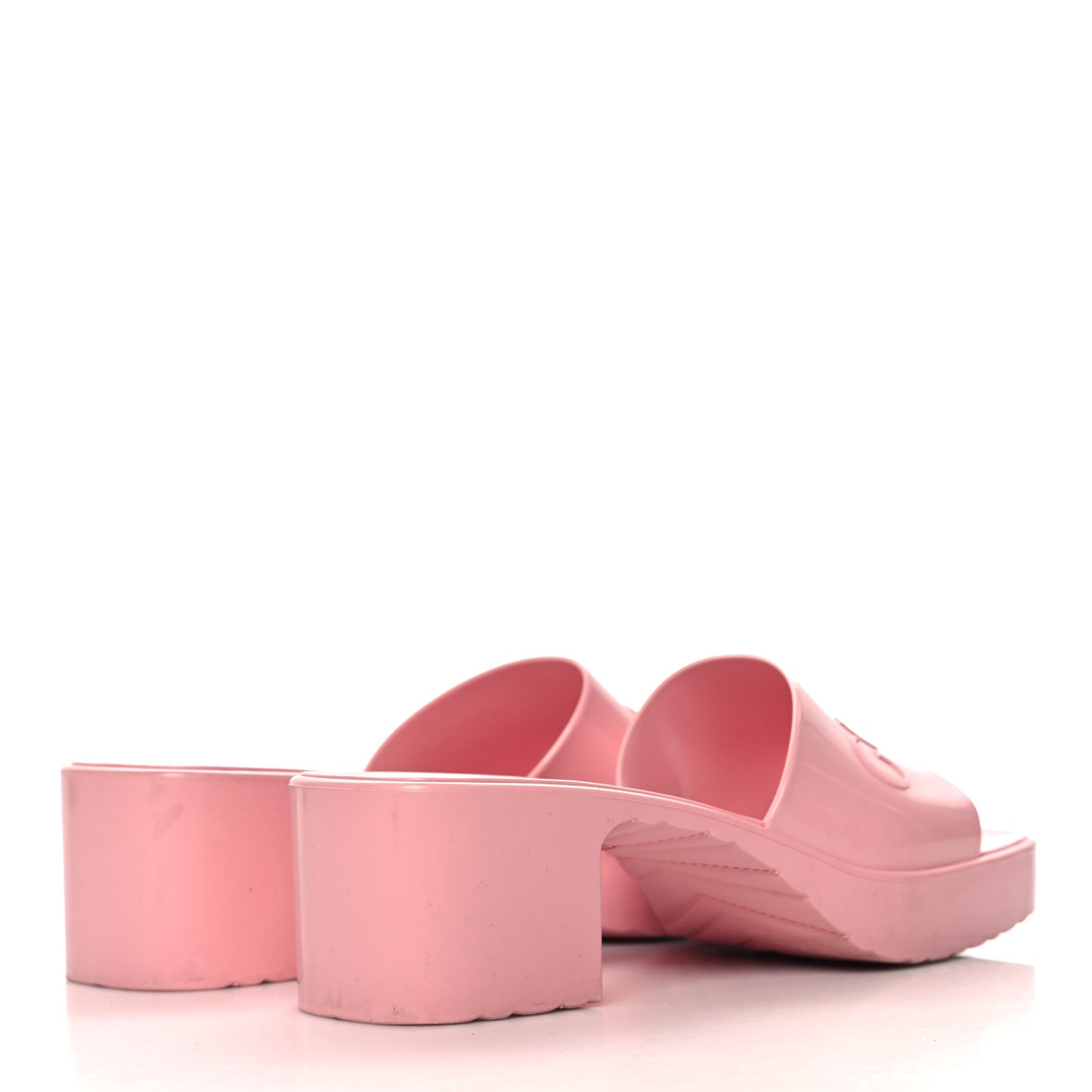 Rubber Gucci Logo Womens Platform 20/60mm Slide Sandals 38 Wild Rose