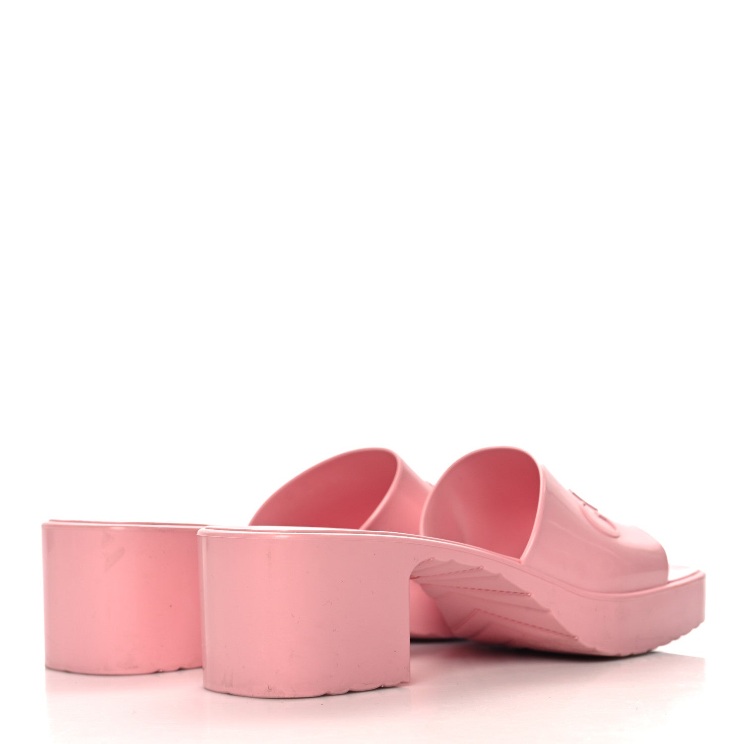 Gucci Rubber Gucci Logo Womens Platform 20/60mm Slide Sandals 38 Wild Rose 5 of 11