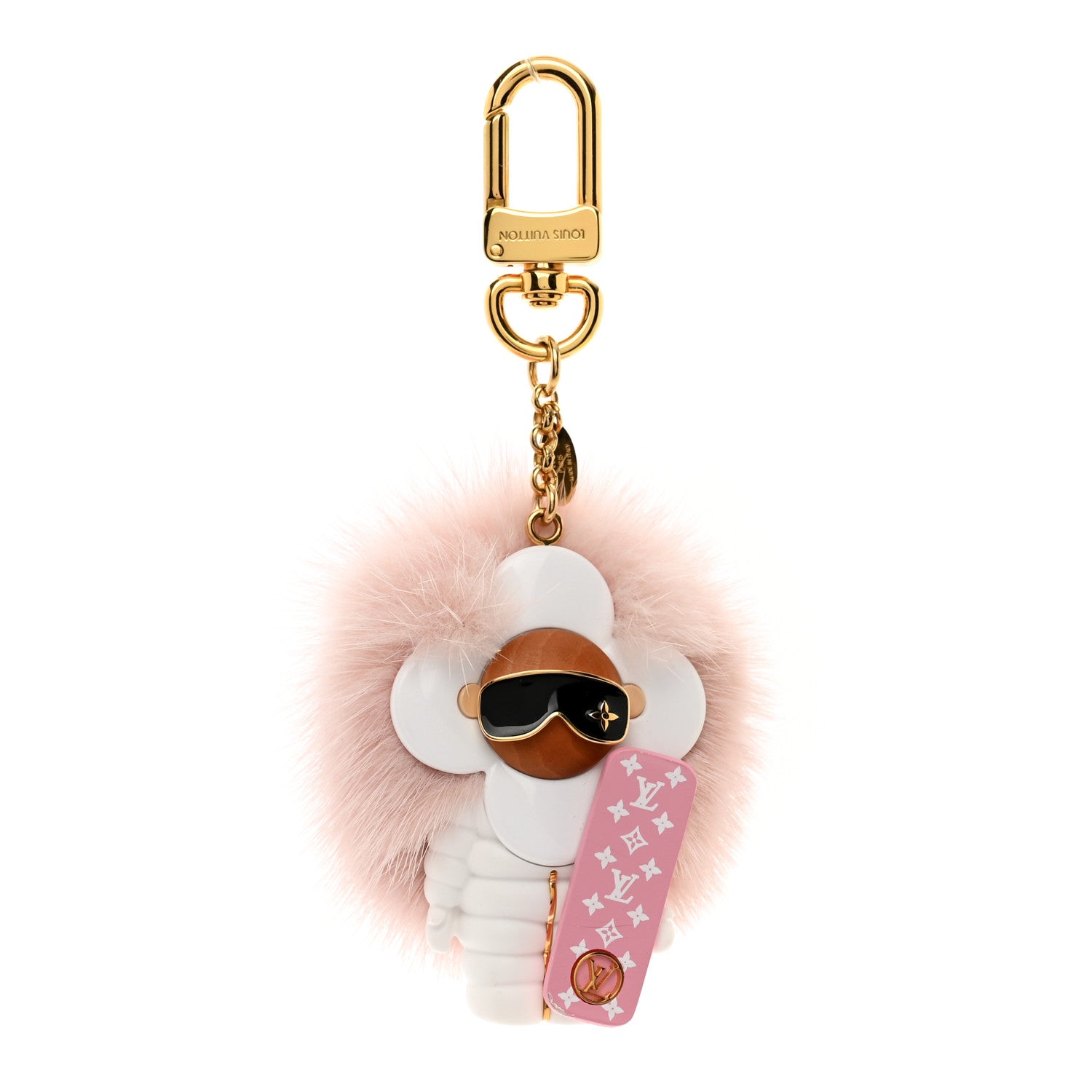 Louis Vuitton Resin Wood Mink Fur Vivienne Snowboard Bag Charm Key Holder 1 of 4